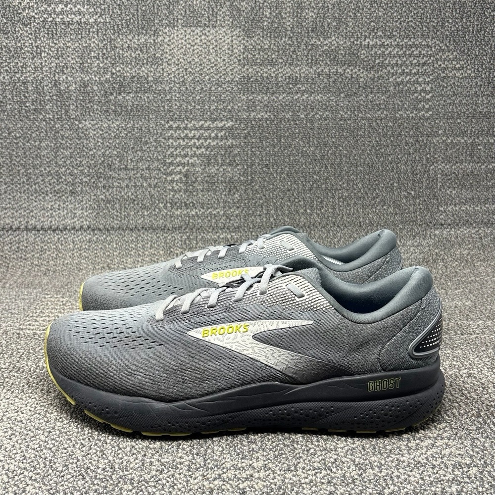 Brooks Ghost 16 Men Size 12.5 4E Wide Running Shoes Primer Gray Lime 1104184E040